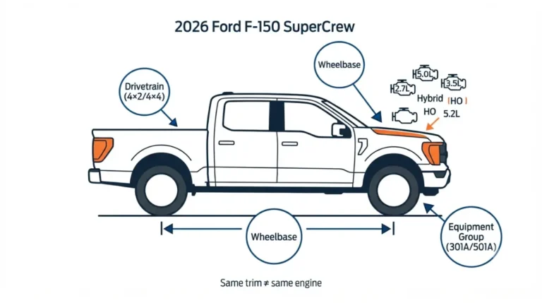 2026 F-150 Engine availability depends on trim, drivetrain, wheelbase and equipment group