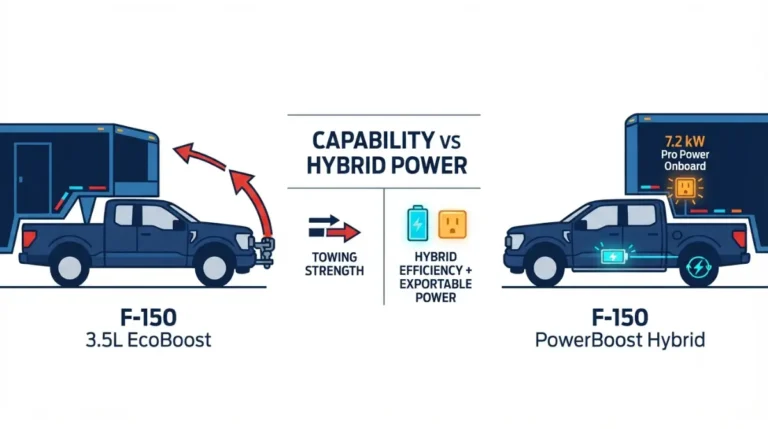 PowerBoost vs 3.5 EcoBoost: 2026 Ford F-150 engine comparison showing hybrid power, towing, and payload differences